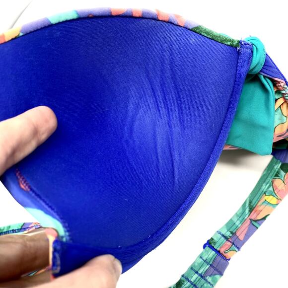 Aerie Purple Floral Push-up Wired Summer Beach Bikini Set Top 36C Bottom L - Picture 8 of 13